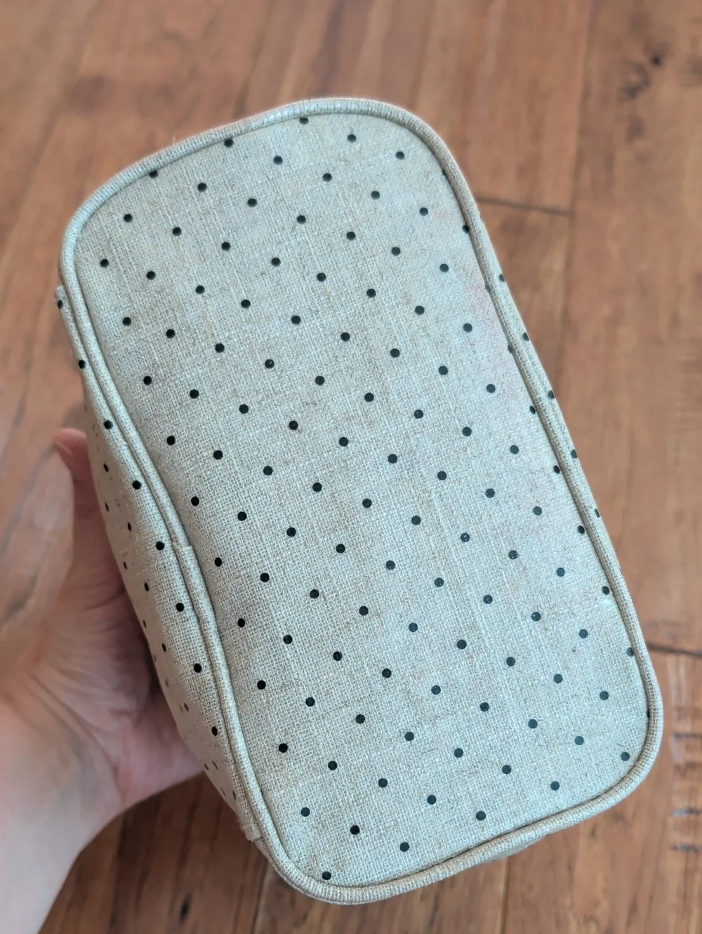 Kate Spade Pit To Lunch Canvas Polka Dot Lunch Bag Pouch - - Cream